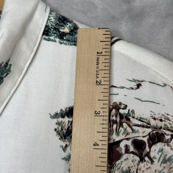 Chaps Shirt Mens 2XL White Wildlife Hunting Deer Duck Dog Print Flannel Button - Picture 9 of 11